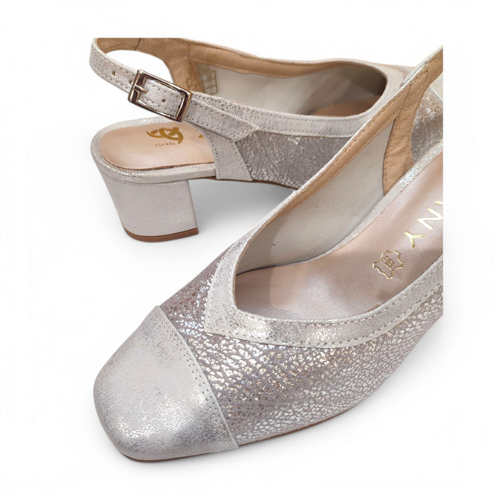 Sandalias Fiesta LICRA HORMA MUY ANCHA plata