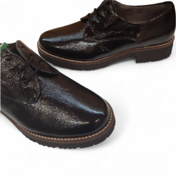 Bluchers Pitillos charol negro con cordones para mujer-3
