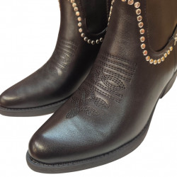 Botines camperos de chica con tachas en negro económicos-2