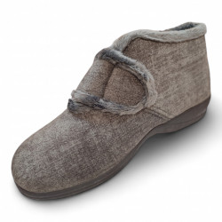 Botines para casa con velcro en gris-2