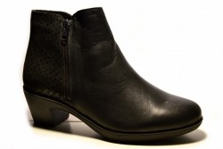 Botines piel tacón goma negro-1