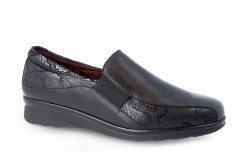 Mocasines Pitillos piel y licra negro-1
