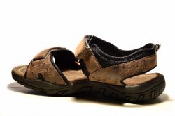 Sandalia hombre velcros planta piel marrón-2