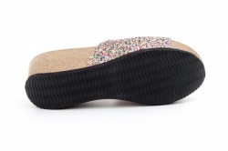 Sandalia Pala cuña corcho piel glitter multicolor-3