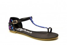 Sandalia Refresh esclava perlas azules color negro-1