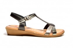 Sandalia Xusandalia hebilla piel negro plata-3