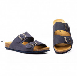 Sandalias 2 hebillas azul marino piel hombre-2