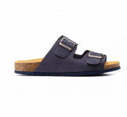 Sandalias 2 hebillas azul marino piel hombre-3