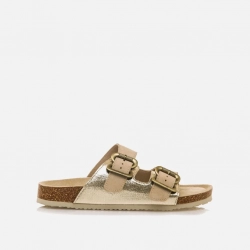 Sandalias 2 hebillas bio Mustang oro champagne-2