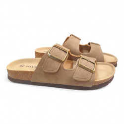 Sandalias 2 hebillas marrones bio mysoft-1