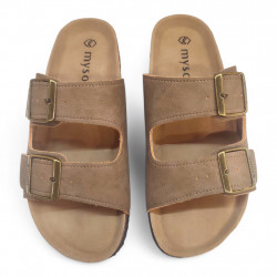 Sandalias 2 hebillas marrones bio mysoft-2