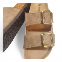 Sandalias 2 hebillas marrones bio mysoft-3