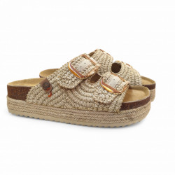 Sandalias bio con plataforma y 2 hebillas tipo ganchillo moderna-1