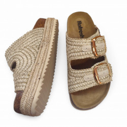 Sandalias bio con plataforma y 2 hebillas tipo ganchillo moderna-3