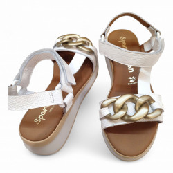 Sandalias con cadena en blanco Sparwoman piel-3