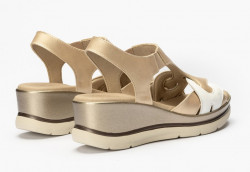 Sandalias cuña Pitillos piel oro -2
