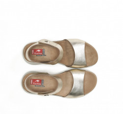 Sandalias Fluchos mujer Yagon platino oro-3