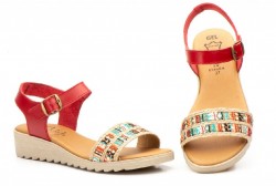 Sandalias mujer piel rojo-2