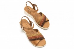 Sandalias piel Mustang tricolor marrón-2