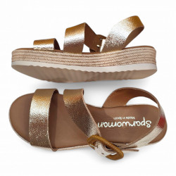 Sandalias plataforma doradas Sparwoman piel-3