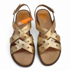 Sandalias Porronet planas con tachas y planta gel-2