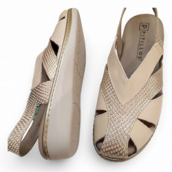 Sandalias punta cerrada Pitillos beige oro-2