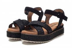 Sandalias tiras cruzadas Refresh rafia negro-2