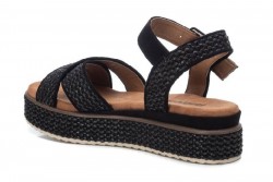 Sandalias tiras cruzadas Refresh rafia negro-3