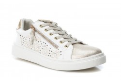 Zapatilla cremallera Refresh blanco y oro-2