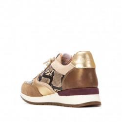 Zapatillas beige de mujer refresh con cremallera animal print-3