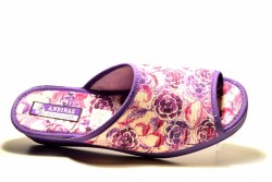Zapatillas casa Andinas abierta cuña morado-2