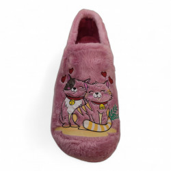 Zapatillas casa cerradas juveniles para chica gatitos rosa