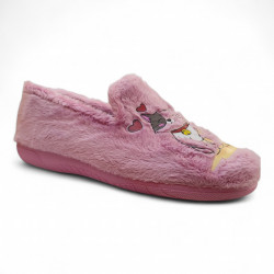 Zapatillas casa cerradas juveniles para chica gatitos rosa-3