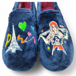 Zapatillas casa cerradas mujer graciosas azules-3