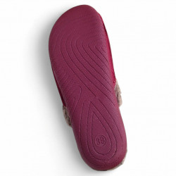 Zapatillas casa con oso en burdeos de terciopelo para otoño e invierno-3