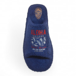 Zapatillas casa de hombre para verano tipo toalla económicas azul-2