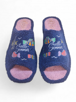 Zapatillas casa divertidas para verano Hello Summer con peces marino-2
