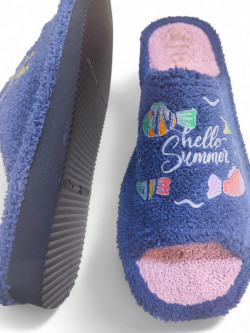 Zapatillas casa divertidas para verano Hello Summer con peces marino-3
