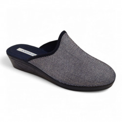 Zapatillas casa entretiempo con cuña azul marino-2