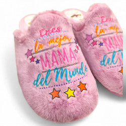 Zapatillas casa 'eres la mejor mamá del mundo' en rosa-2
