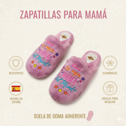 Zapatillas casa 'eres la mejor mamá del mundo' en rosa-2