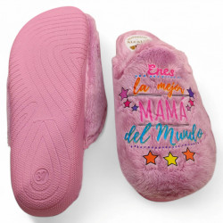 Zapatillas casa 'eres la mejor mamá del mundo' en rosa-3