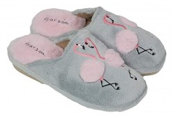 Zapatillas casa Garzón flamencos gris rosa-2