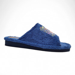 Zapatillas casa graciosas 'Love' punta abierta rizo azul marino-3