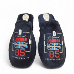 Zapatillas casa hombre ecónomicas azules con diseño joven-1