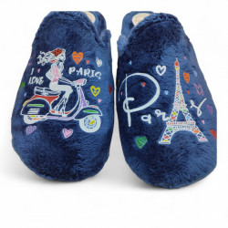 Zapatillas casa invierno chica joven paris azul-3
