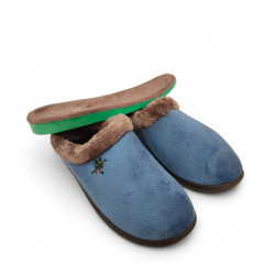 Zapatillas casa mujer muy acolchadas azules para invierno-2