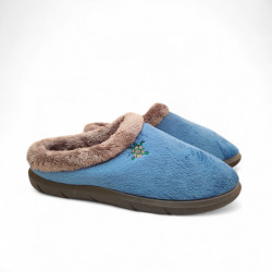 Zapatillas casa mujer muy acolchadas azules para invierno-3