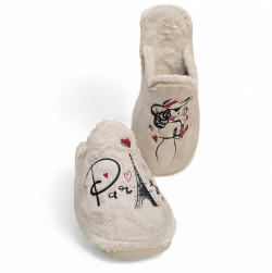 Zapatillas casa mujer Paris económicas beige-2