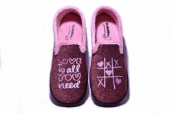 Zapatillas casa Pluma Flex Love is all.. burdeos